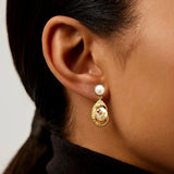 Purple Roses Pearl Studs