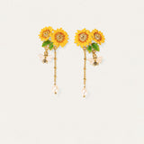 Charming Sunflower Bee Pearl Studs