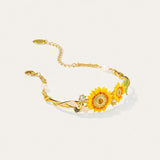 Charming Sunflower Bee Bracelet