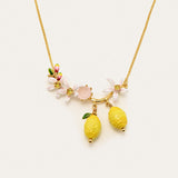 Floral And Lemon Charm Pendant Necklace