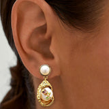 Purple Roses Pearl Studs
