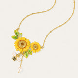 Charming Sunflower Bee Pearl Pendant