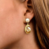 Purple Roses Pearl Studs