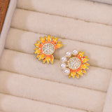 Dawn's Embrace Pearl Enamel Studs