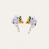 Sky Blue Blossom and Pearl Studs