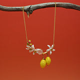Floral And Lemon Charm Pendant Necklace