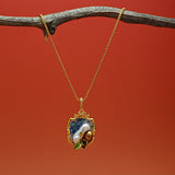Blue Elegance Oil Painting Baroque Pearl Pendant Necklace