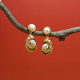 Purple Roses Pearl Studs