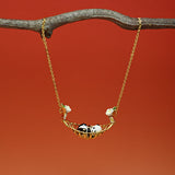Sleepy Panda in Moonlight Cradle Pendant Necklace