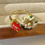 Strawberry Daisy Open Ring