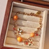Sweet Orange & Floral Charm Bracelet