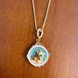 Green Elegance Oil Painting Baroque Pearl Pendant Necklace