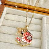 Bee And Flower Pendant Necklace