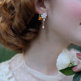 Sky Blue Blossom and Pearl Studs