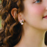 Blush Blossom and Dewdrop Enamel Earrings