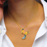 Dancing Dual Butterflies Y Pendant Necklace