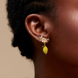 Floral And Lemon Charm Studs