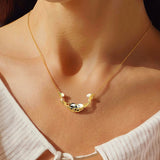 Sleepy Panda in Moonlight Cradle Pendant Necklace