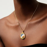 Blue Elegance Oil Painting Baroque Pearl Pendant Necklace