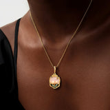 Pink Elegance Oil Painting Baroque Pearl Pendant Necklace