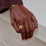 Strawberry Daisy Open Ring
