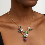 Enchanting Floral And Grape Pendant Necklace