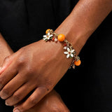 Sweet Orange & Floral Charm Bracelet