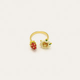Strawberry Daisy Open Ring