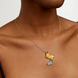 Dancing Dual Butterflies Y Pendant Necklace