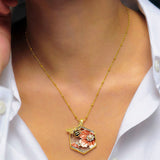 Bee And Flower Pendant Necklace
