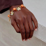 Sweet Orange & Floral Charm Bracelet