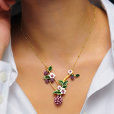 Enchanting Floral And Grape Pendant Necklace