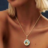 Green Elegance Oil Painting Baroque Pearl Pendant Necklace