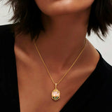 Pink Elegance Oil Painting Baroque Pearl Pendant Necklace