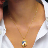 Blue Elegance Oil Painting Baroque Pearl Pendant Necklace
