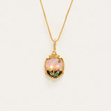 Pink Elegance Oil Painting Baroque Pearl Pendant Necklace