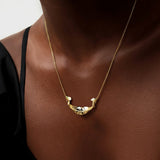 Sleepy Panda in Moonlight Cradle Pendant Necklace