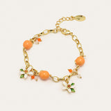 Sweet Orange & Floral Charm Bracelet