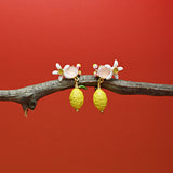Floral And Lemon Charm Studs
