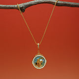 Green Elegance Oil Painting Baroque Pearl Pendant Necklace