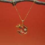 Bee And Flower Pendant Necklace