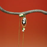 Sleepy Panda in Moonlight Cradle Pendant Necklace
