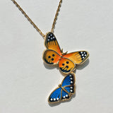 Dancing Dual Butterflies Y Pendant Necklace