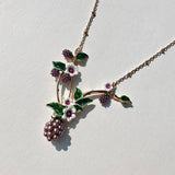 Enchanting Floral And Grape Pendant Necklace