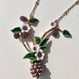 Enchanting Floral And Grape Pendant Necklace
