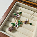 Enchanting Floral And Grape Pendant Necklace