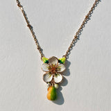 Emerald Floral Pendant Necklace