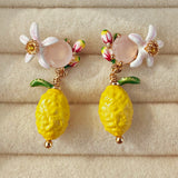 Floral And Lemon Charm Studs