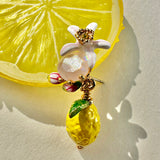 Floral And Lemon Charm Studs