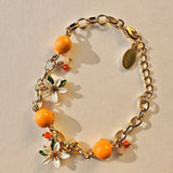 Sweet Orange & Floral Charm Bracelet